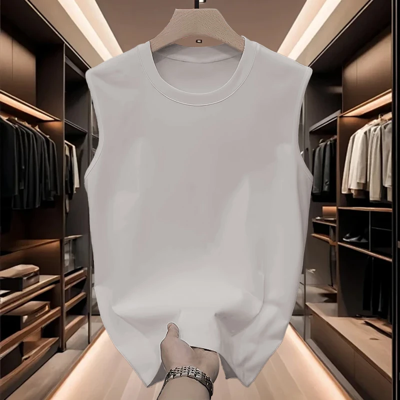 重磅纯棉背心男士美式宽松潮流运动坎肩健身汗衫全棉圆领无袖t恤