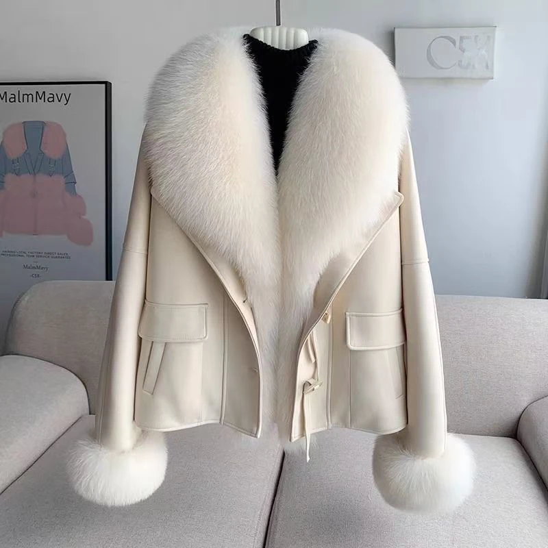 “恋恋千金”狐狸毛皮草外套女短款2024派克服皮毛一体大衣毛绒