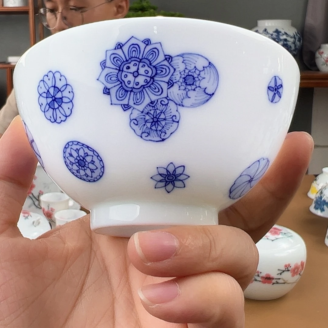 青花皮球花主人杯