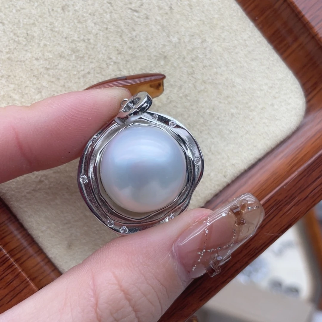 海水珍珠银S925镶嵌颈饰F36