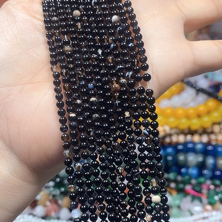 未镶嵌玛瑙/玉髓珠宝半成品玛瑙圆珠卡3mm(3条)