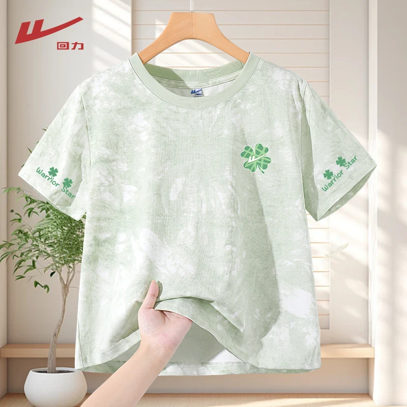 回力扎染短袖t恤女夏季2025新款小个子短款纯棉体恤上衣显瘦t恤L