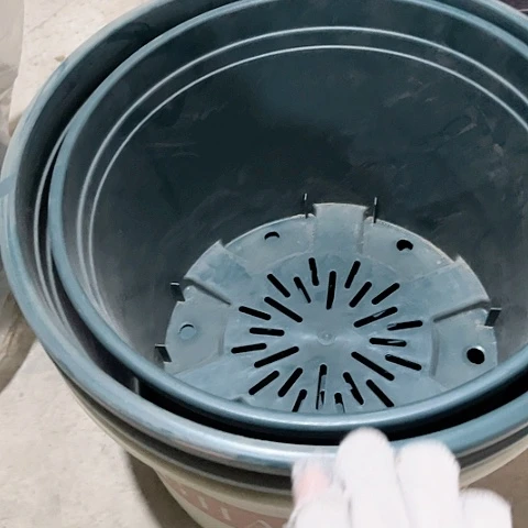 树脂瑕疵加仑矮胖盆4个无托