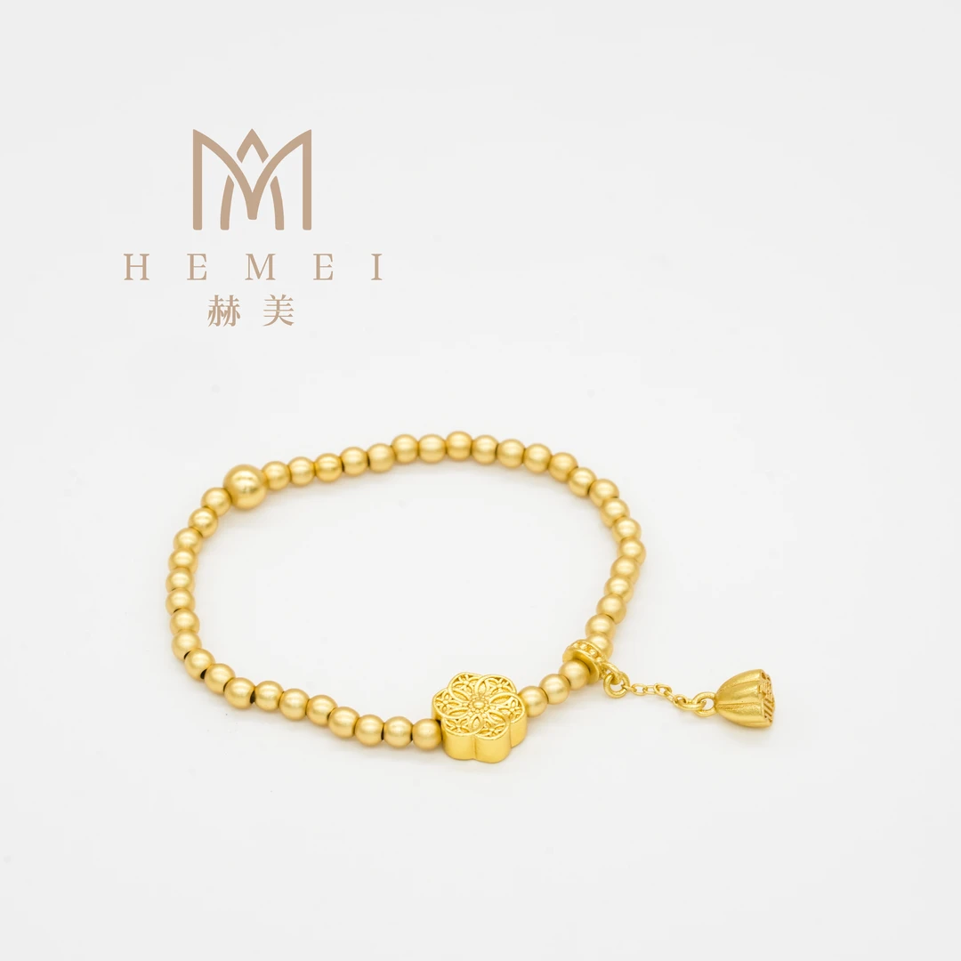 合金手链 HEMEI/赫美轻奢 福利福满莲花手链镀K金