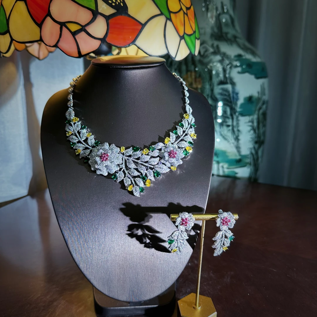 （E8482）舒伯特立体花朵项链套装