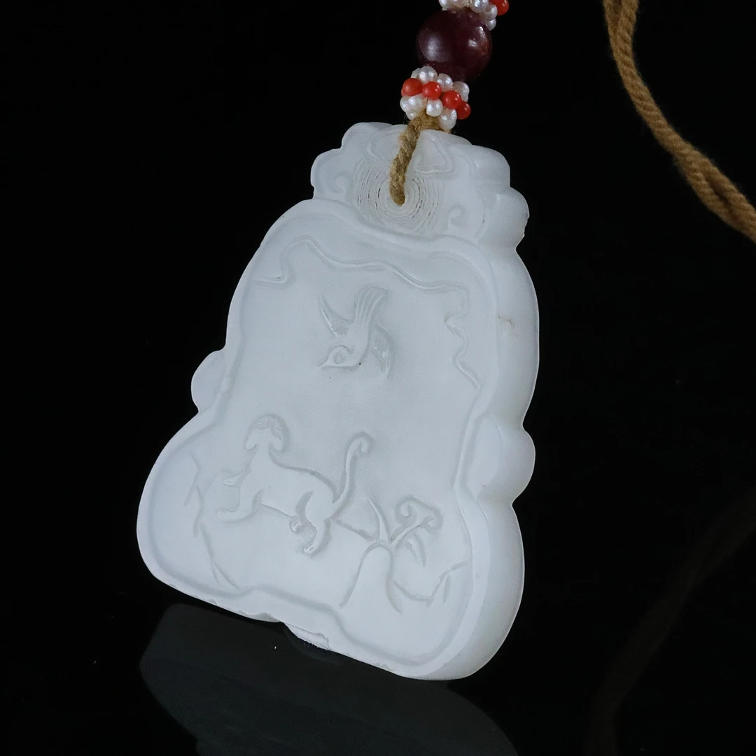 "清代和田玉花鸟佩/ DL070494/ 古玩/收藏/德州文物"