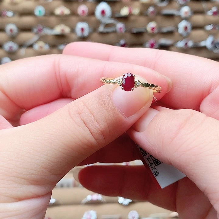 红宝石戒指银S925镶嵌