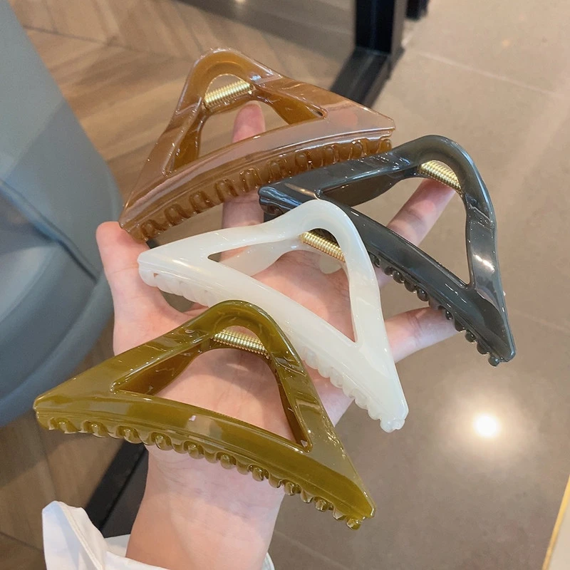 法式慵懒风气质镂空三角形几何抓夹百搭鲨鱼夹后脑勺发夹简约发饰