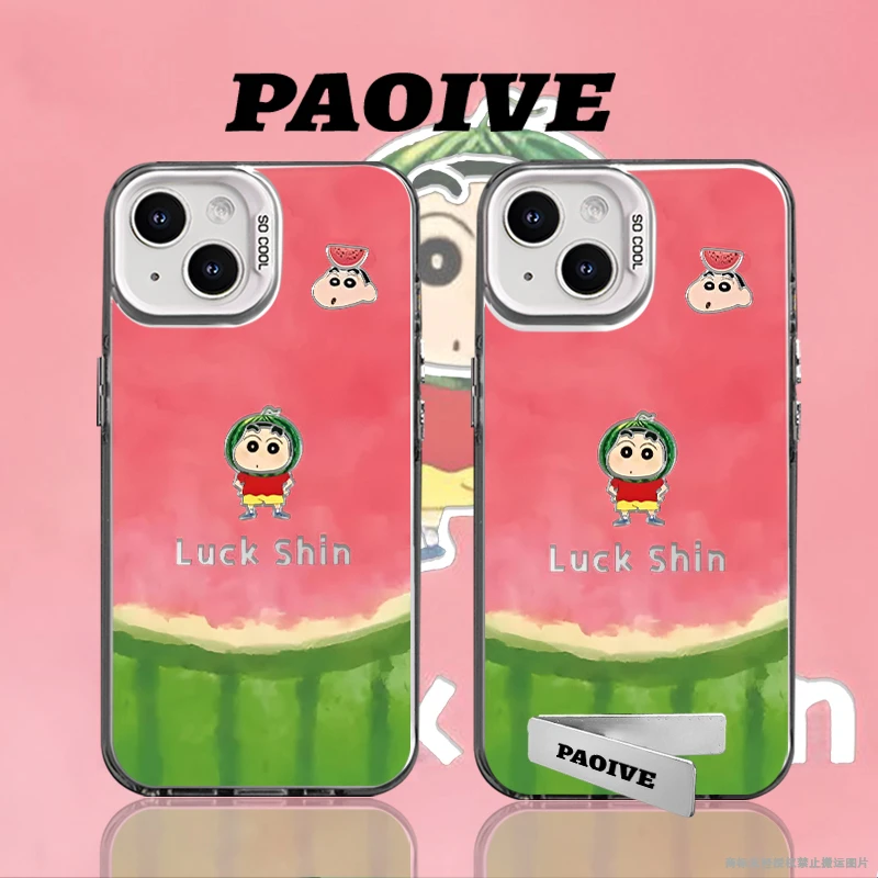 适用苹果华为vivo一加iPhone14小米三星西瓜小新防摔彩银手机壳