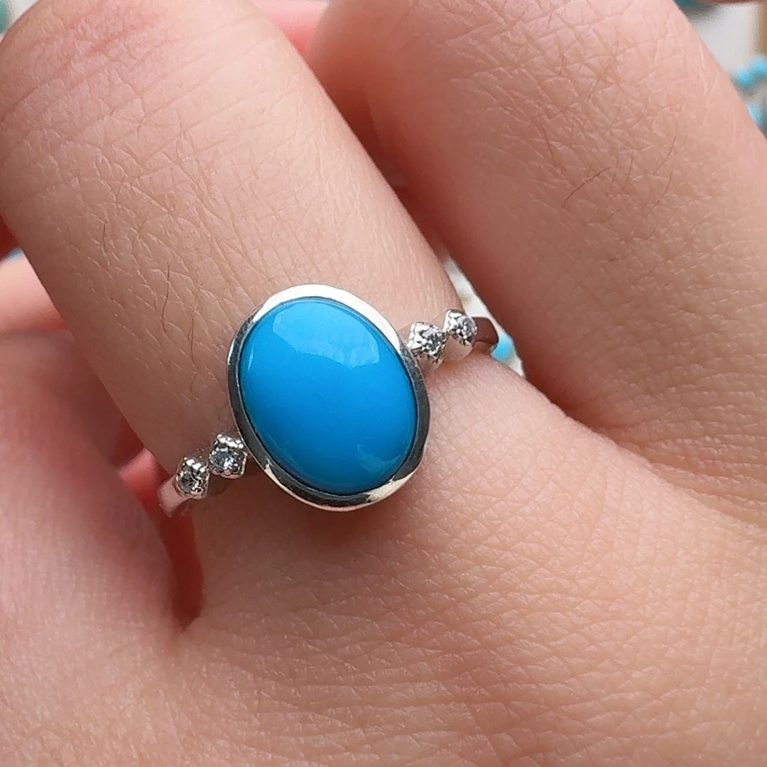 绿松石银S925镶嵌戒指