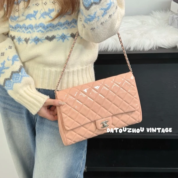 95新 Chanel/香奈儿 西柚粉cf单肩包dby
