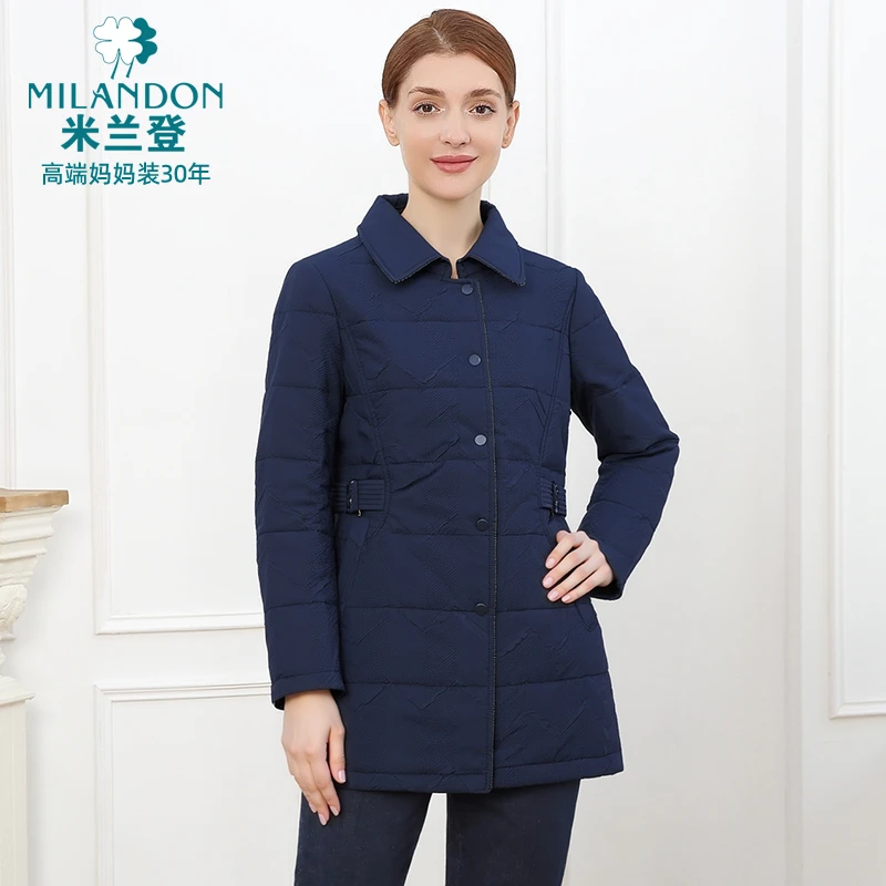 MILANDON/米兰登时尚宽松中长款休闲棉衣外套冬季女保暖1N450010