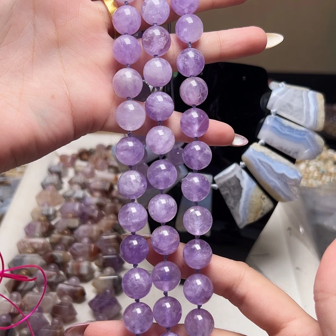 玛瑙/玉髓合金珠宝半成品d740 12.5m 薰衣草紫玛瑙一条