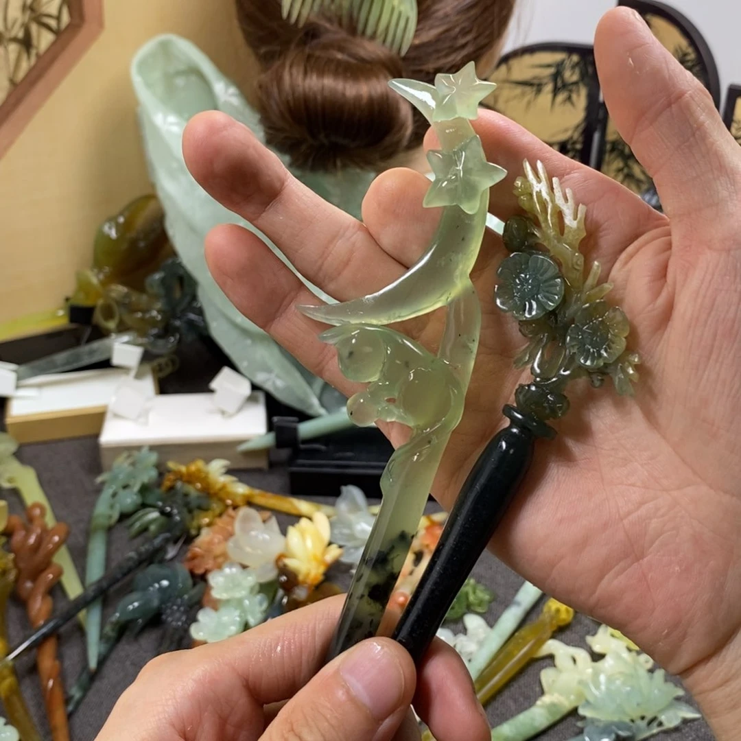 岫玉发簪未镶嵌星*⭐岫玉发簪