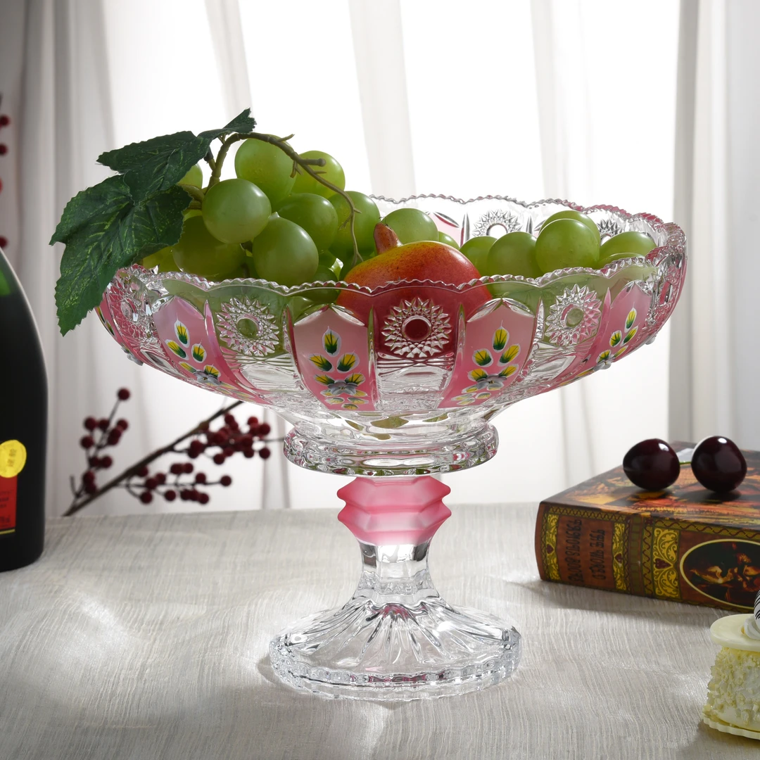 【金像】欧式宫廷果盘手工梦幻粉+珐琅花D300高档时尚
