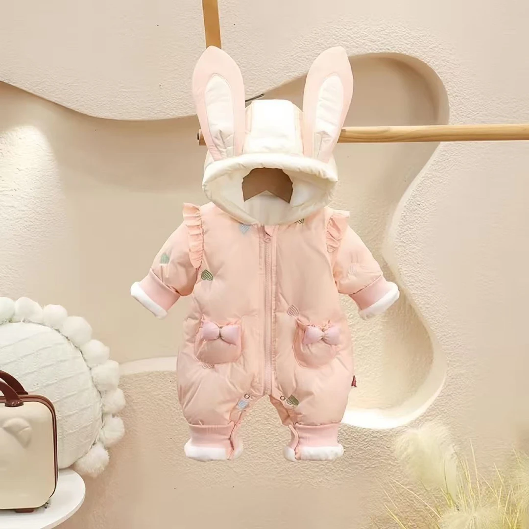 婴儿衣服冬季棉服宝宝冬装外出超萌连体衣百天加厚外出服哈衣保暖