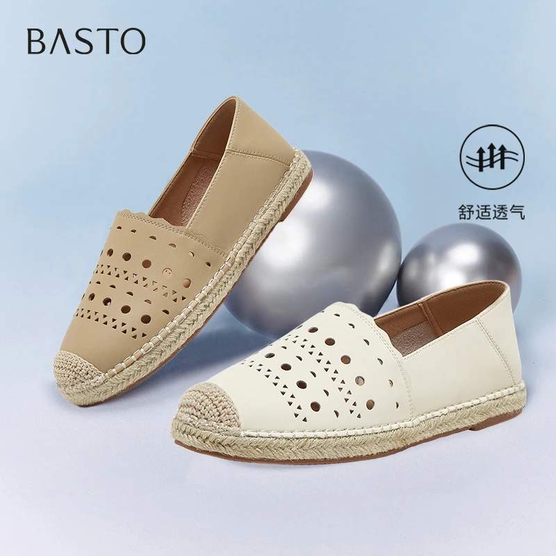 百思图夏季时尚简约复古渔夫鞋平跟女单鞋B0080BA5