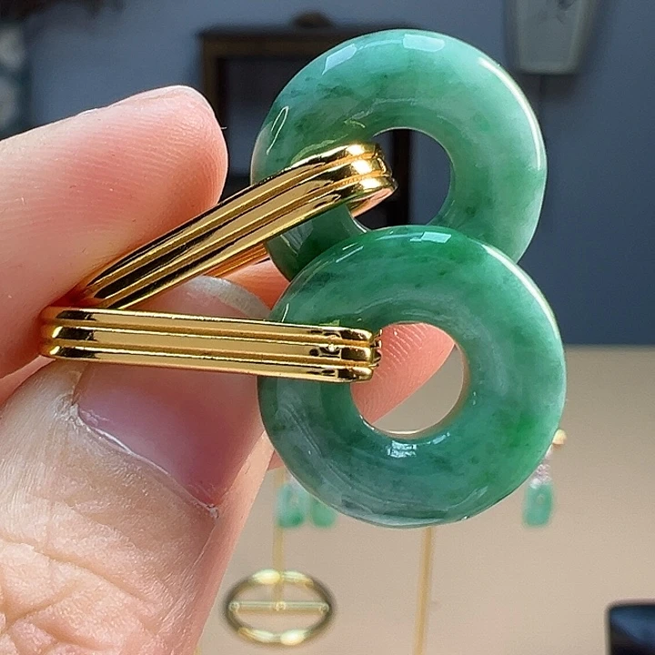 翡翠耳饰银S925镶嵌耳饰