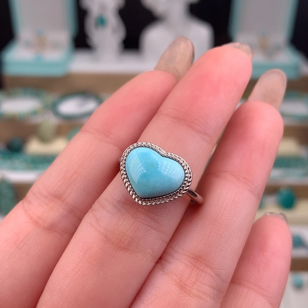 绿松石银S925镶嵌戒指