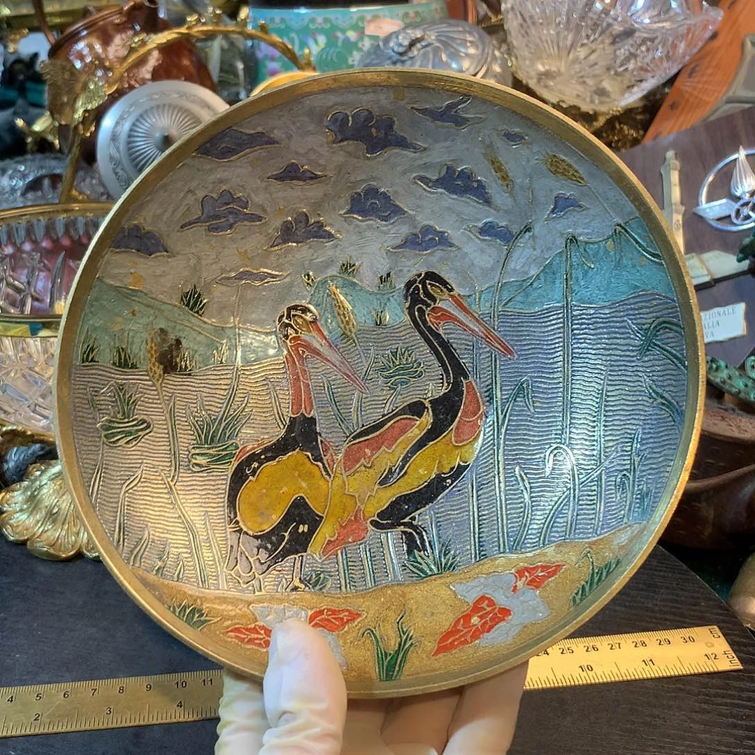 黄铜步**弓彩盘铜摆件等