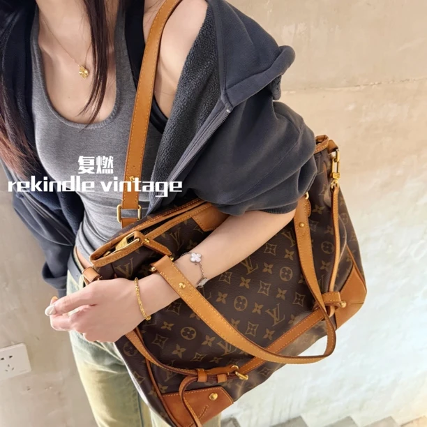 95新 LouisVuitton/路易威登 复燃精选/老花estrela机场托特包13