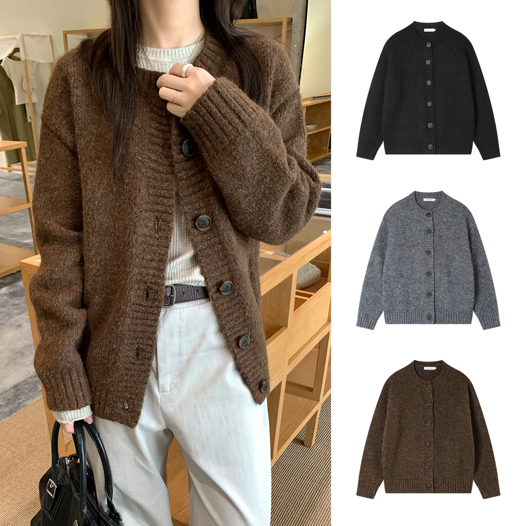 Miss sumeyY3944自制慵懒风休闲宽松针织开衫毛衣外套秋冬新款