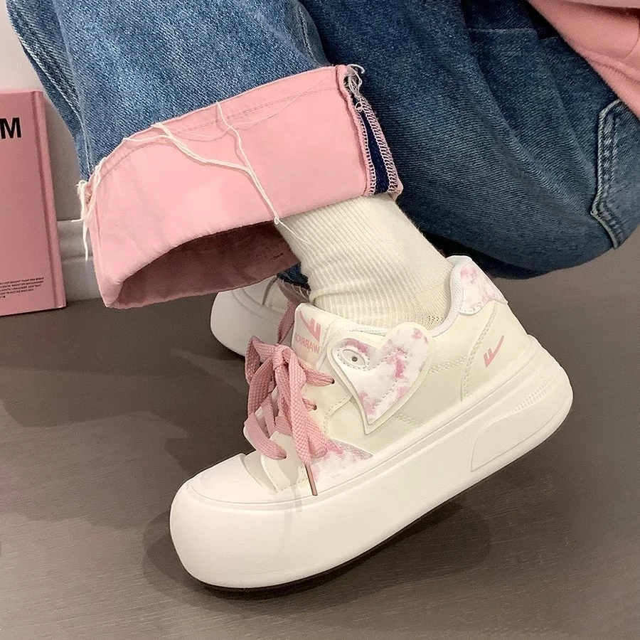 回力樱花粉小白鞋女2025春冬新款厚底增高休闲板鞋原创小众运动鞋