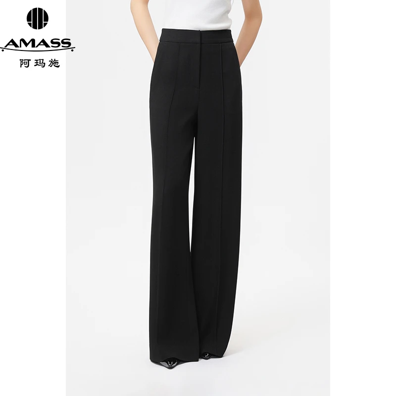 AMASS/阿玛施春季时尚气质百搭通勤直筒显瘦高腰阔腿裤女 5100350