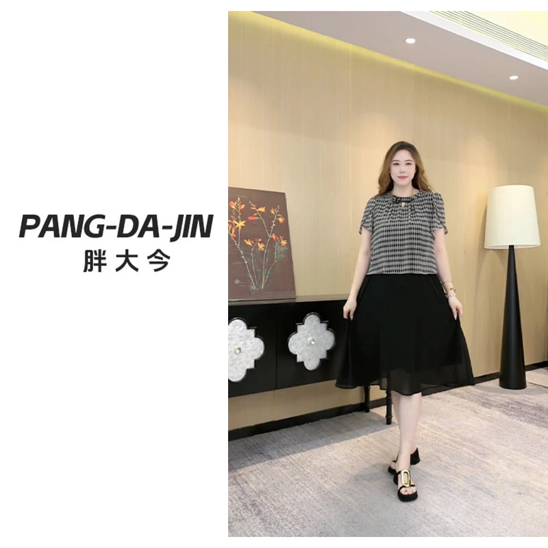 胖大今定制女装2025年新款上档次显瘦百搭假两件连衣裙ZB7385