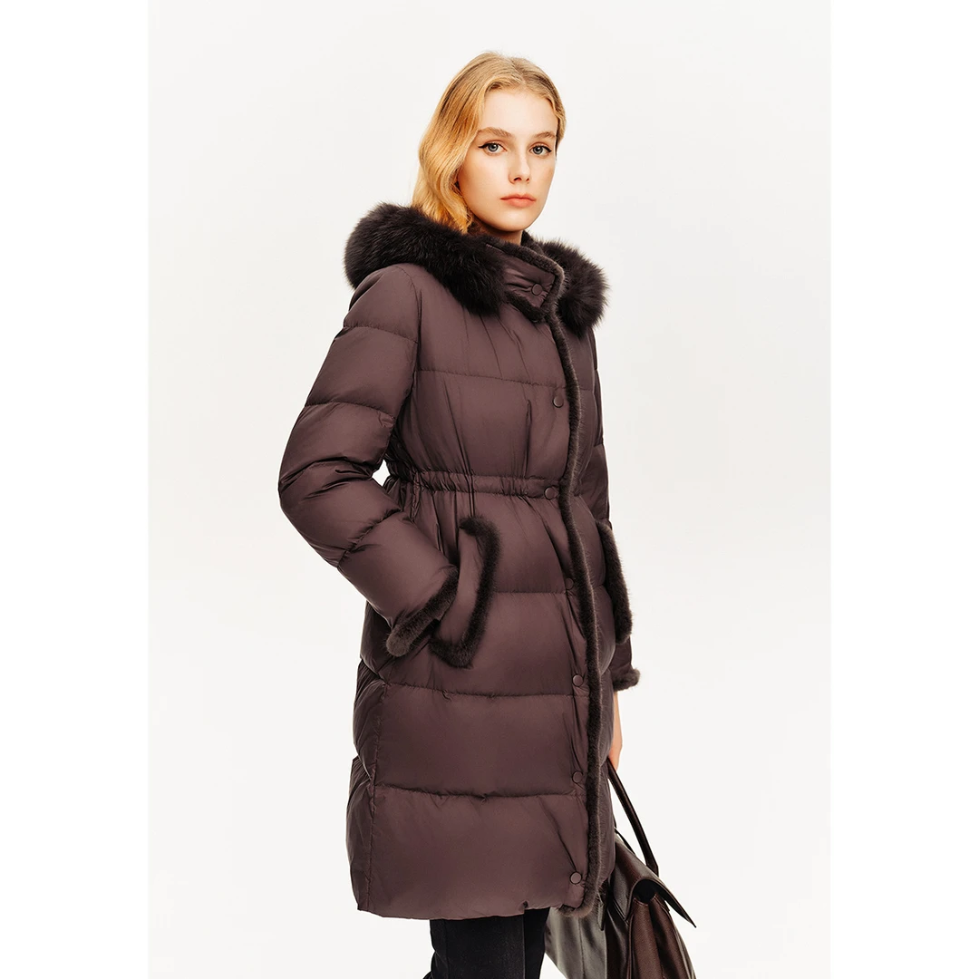 PSALTER诗篇  冬季奢华貂条气质保暖时尚中长款羽绒服6C64508313