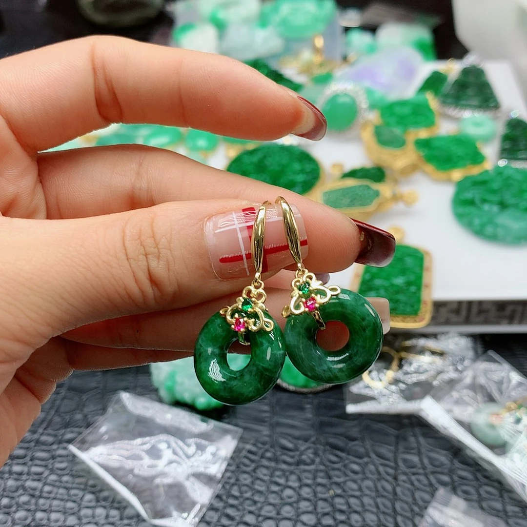 【闪购商品】翡翠耳饰银S925镶嵌，