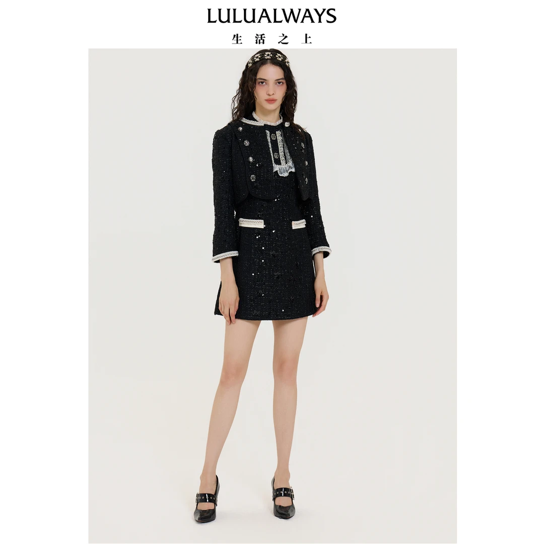LULUALWAYS【商场同款】25秋季新款优雅气质千金小香风珍珠短外套
