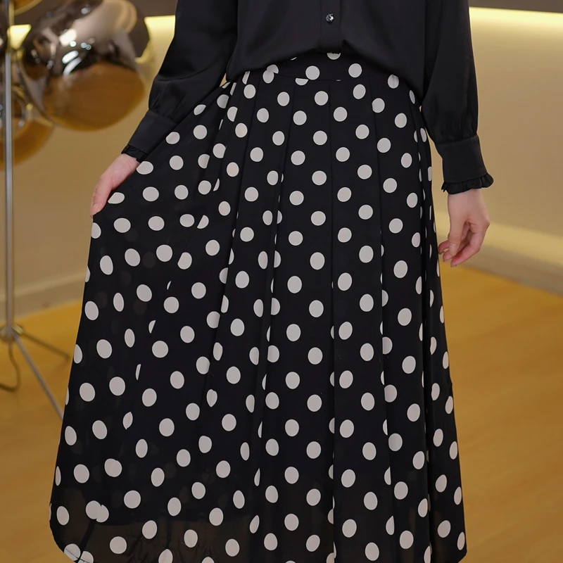 优选（春夏新品）轻奢波点半身裙女2025新款中长款气质