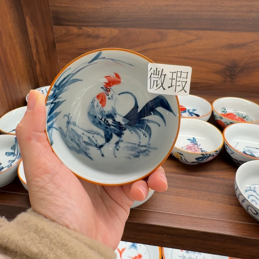釉下手绘茶具微瑕