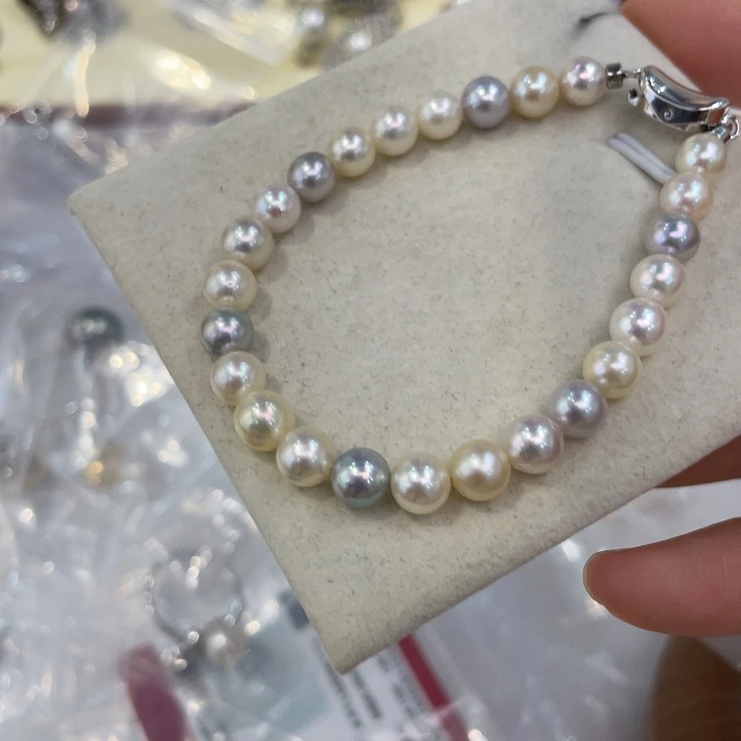 银S925镶嵌手绳海水珍珠