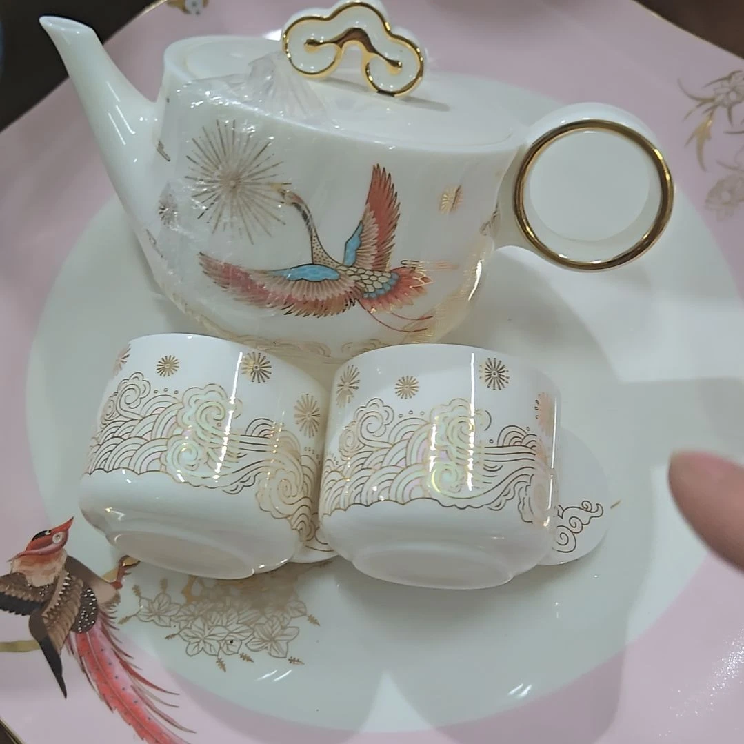 碗微瑕奥维百鸟朝凤一壶两杯66666