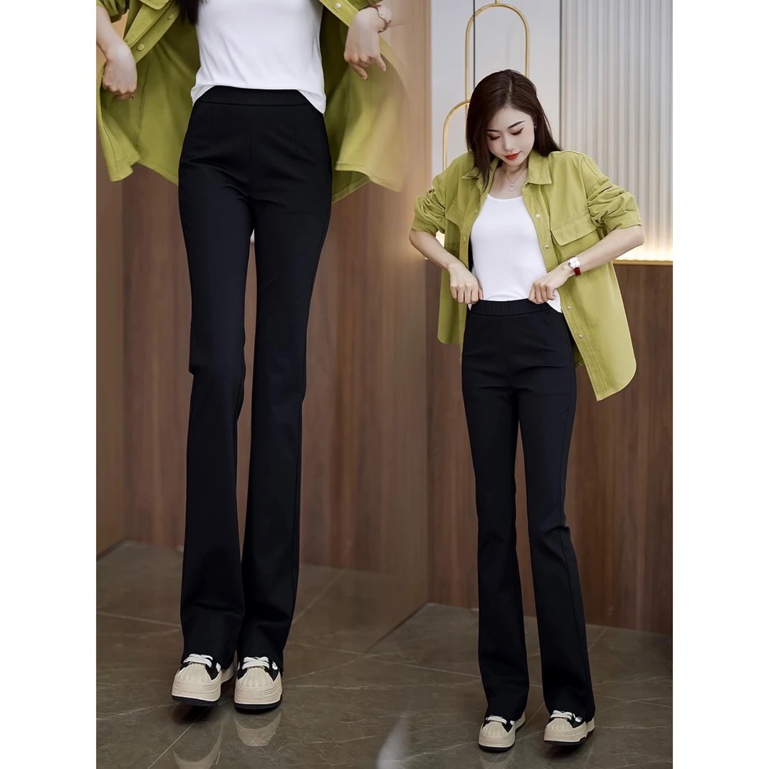 时尚小个子高腰休闲裤女2025秋季新款直筒显瘦喇叭裤气质修身长裤