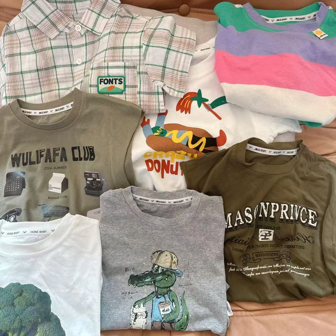 吉木吉千【绿色 开年福袋 A006】25年男女童夏季韩版上衣五件套系列