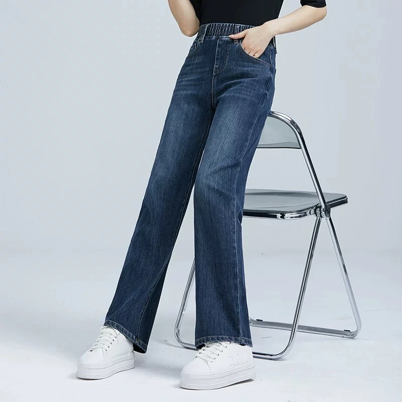 【衣之店】松紧大码直筒阔腿长裤776