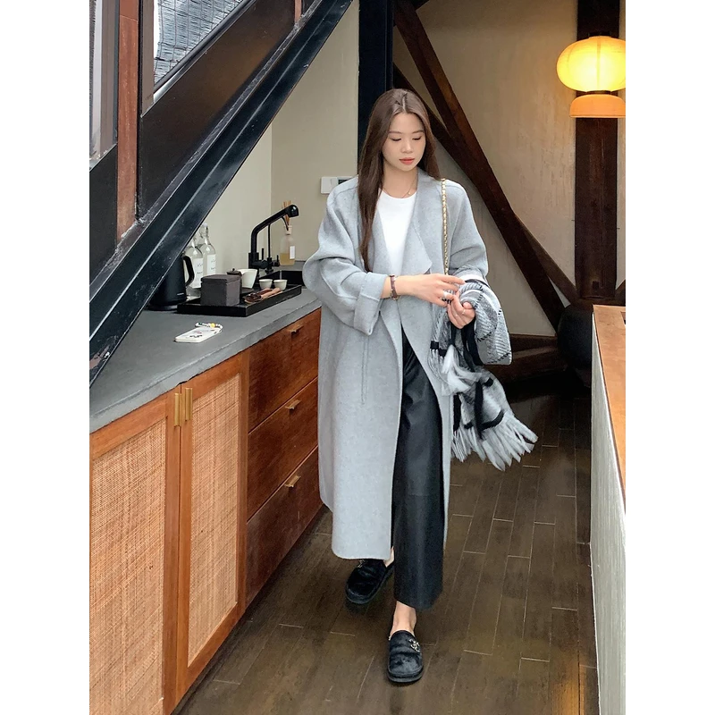 【ALINDM年终大清仓】冬季微胖mm气质毛呢外套200斤圆领大衣AS26011