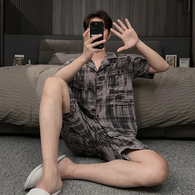 高级感睡衣男士冰丝夏季薄款2025新款大码短袖家居服夏天夏款套装