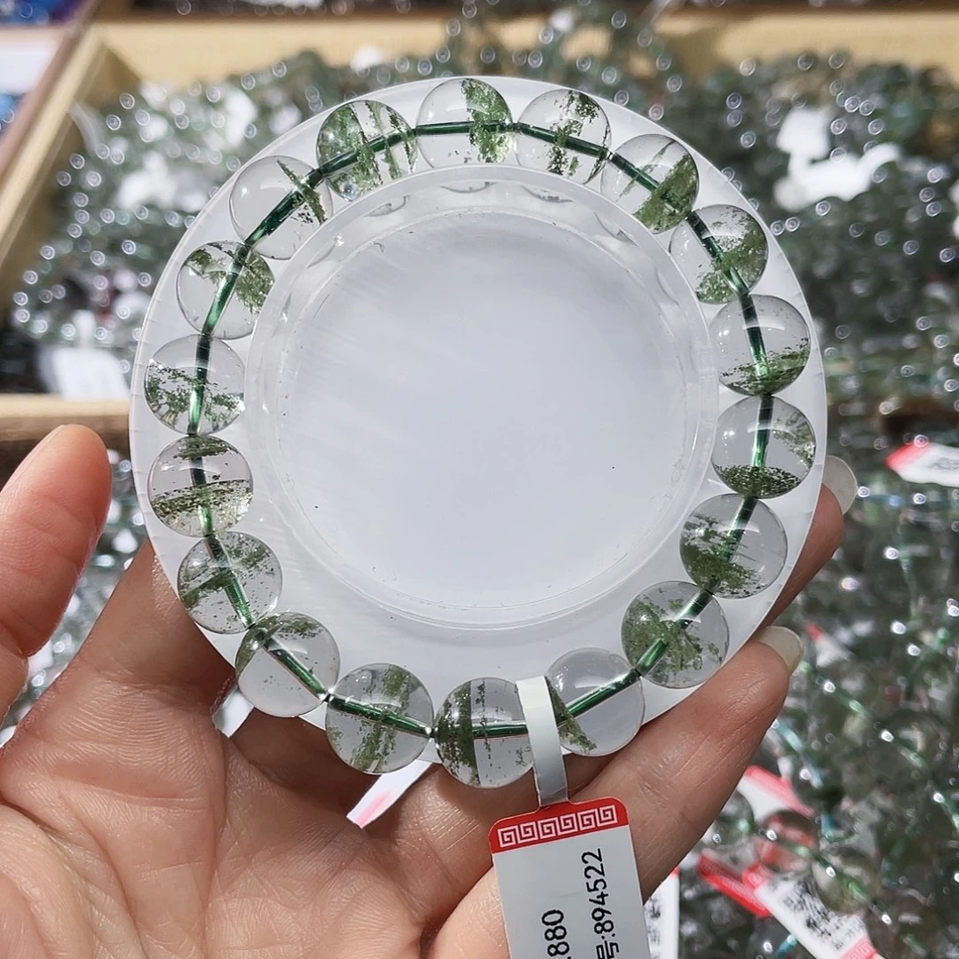 木***木未镶嵌手链水晶绿幽灵11m
