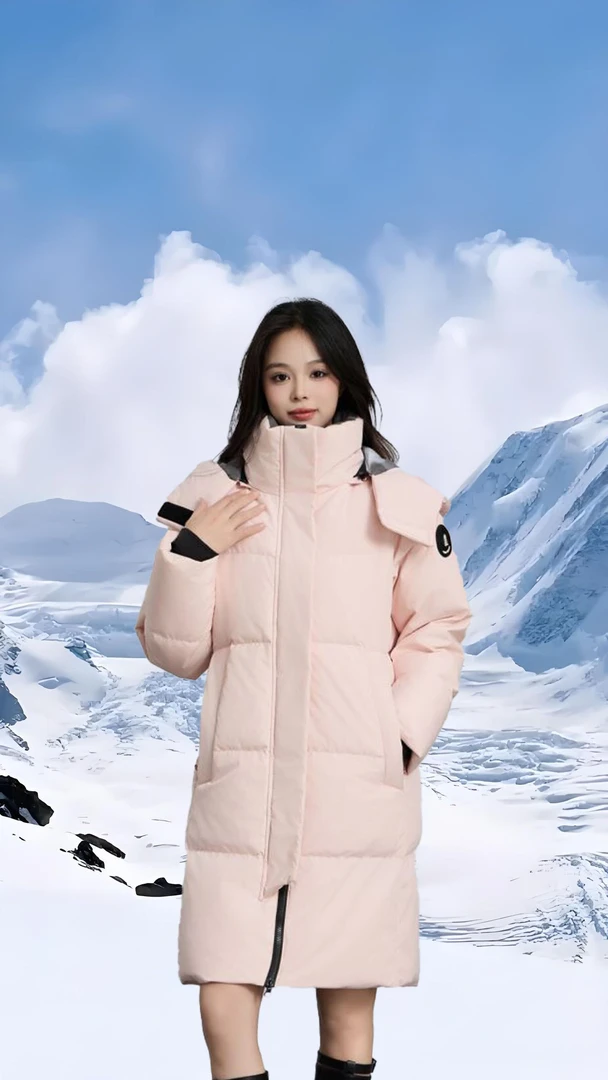 2025新款【小个子定制】显瘦休闲中长款白鸭绒羽绒服女士百搭白连帽