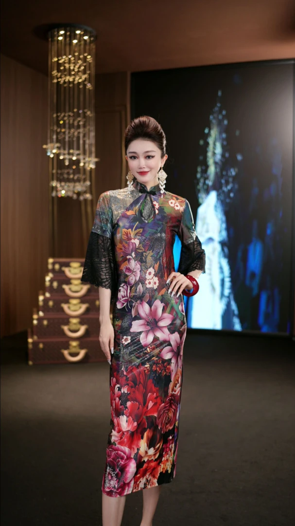 (娴儿)-气质优雅国风时尚新中式旗袍裙 D2255