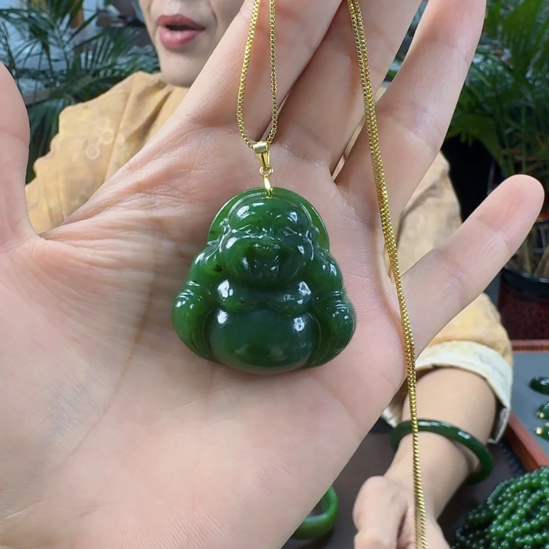 颈饰银S925镶嵌和田玉（碧玉）35