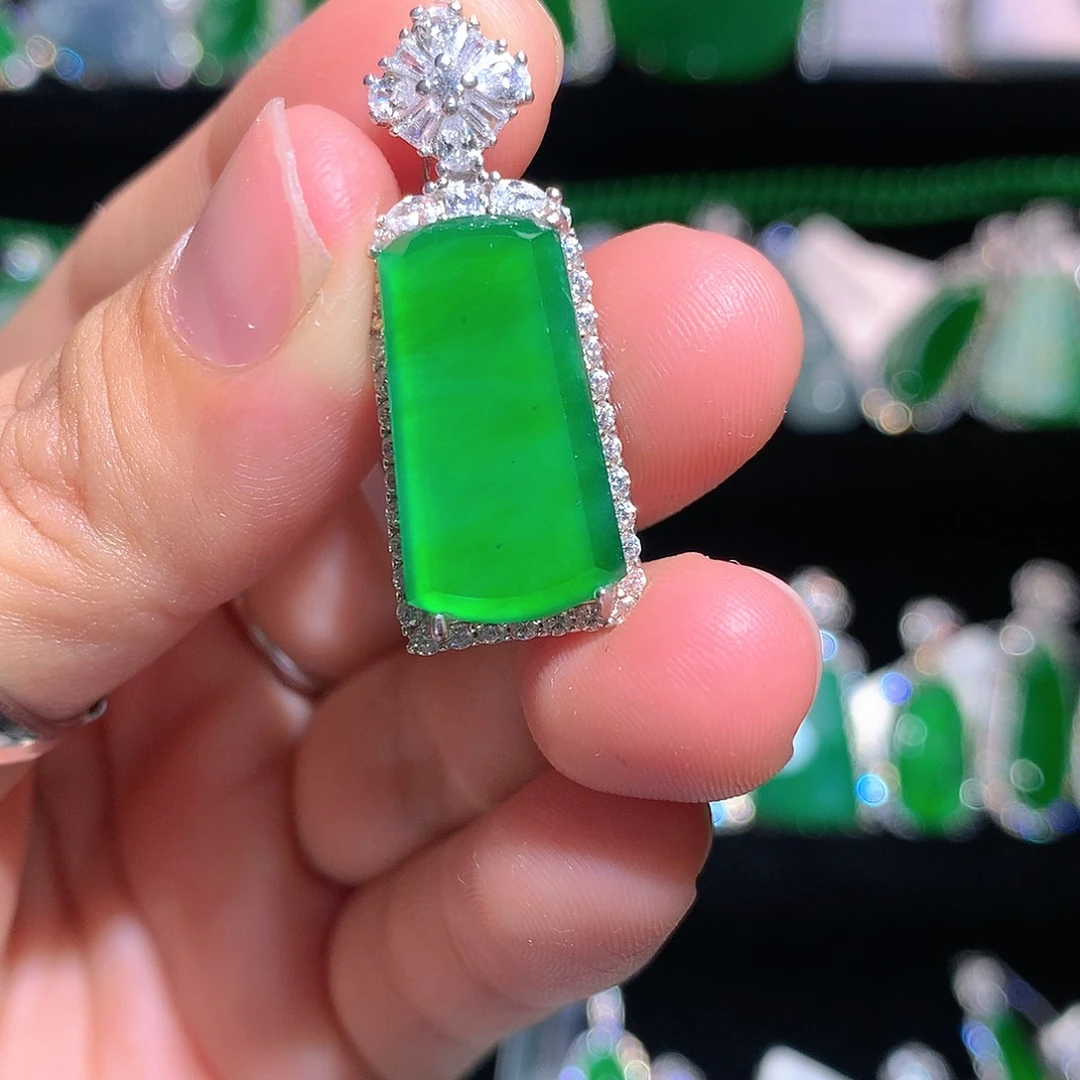 【闪购商品】翡翠银S925镶嵌颈饰天然翡翠