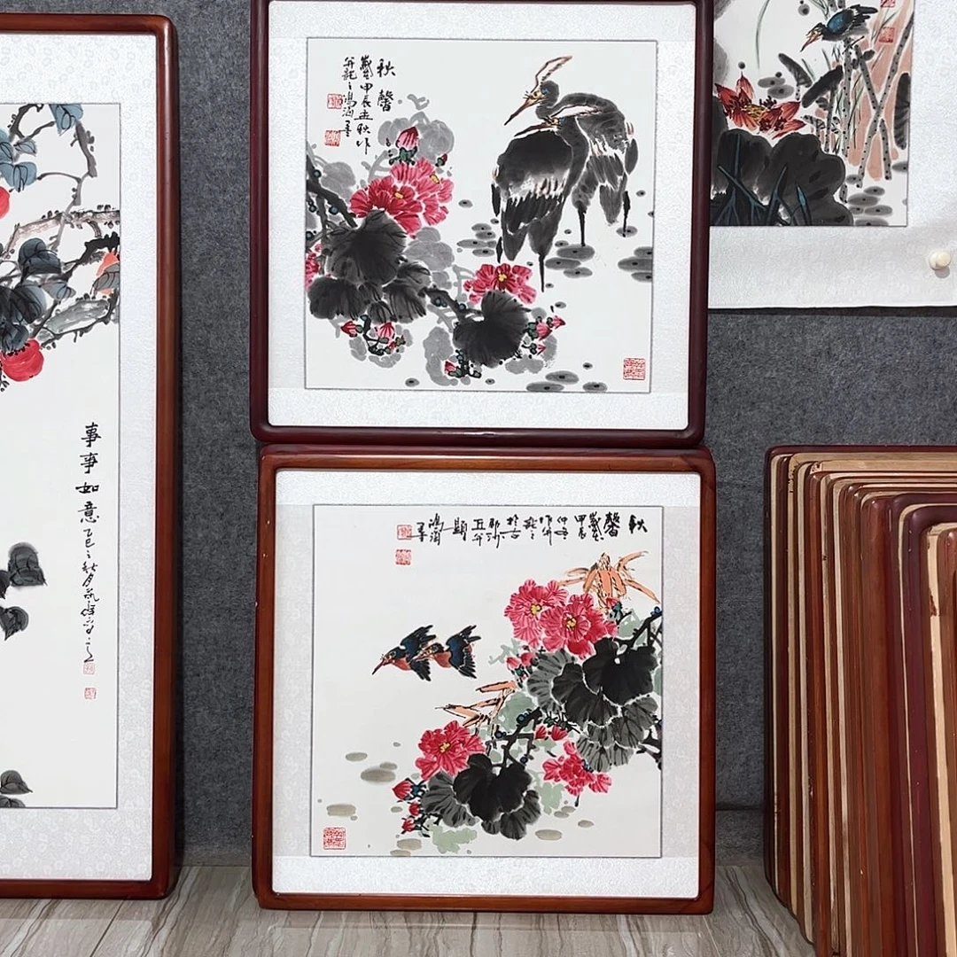 国画书画作品带框63×63