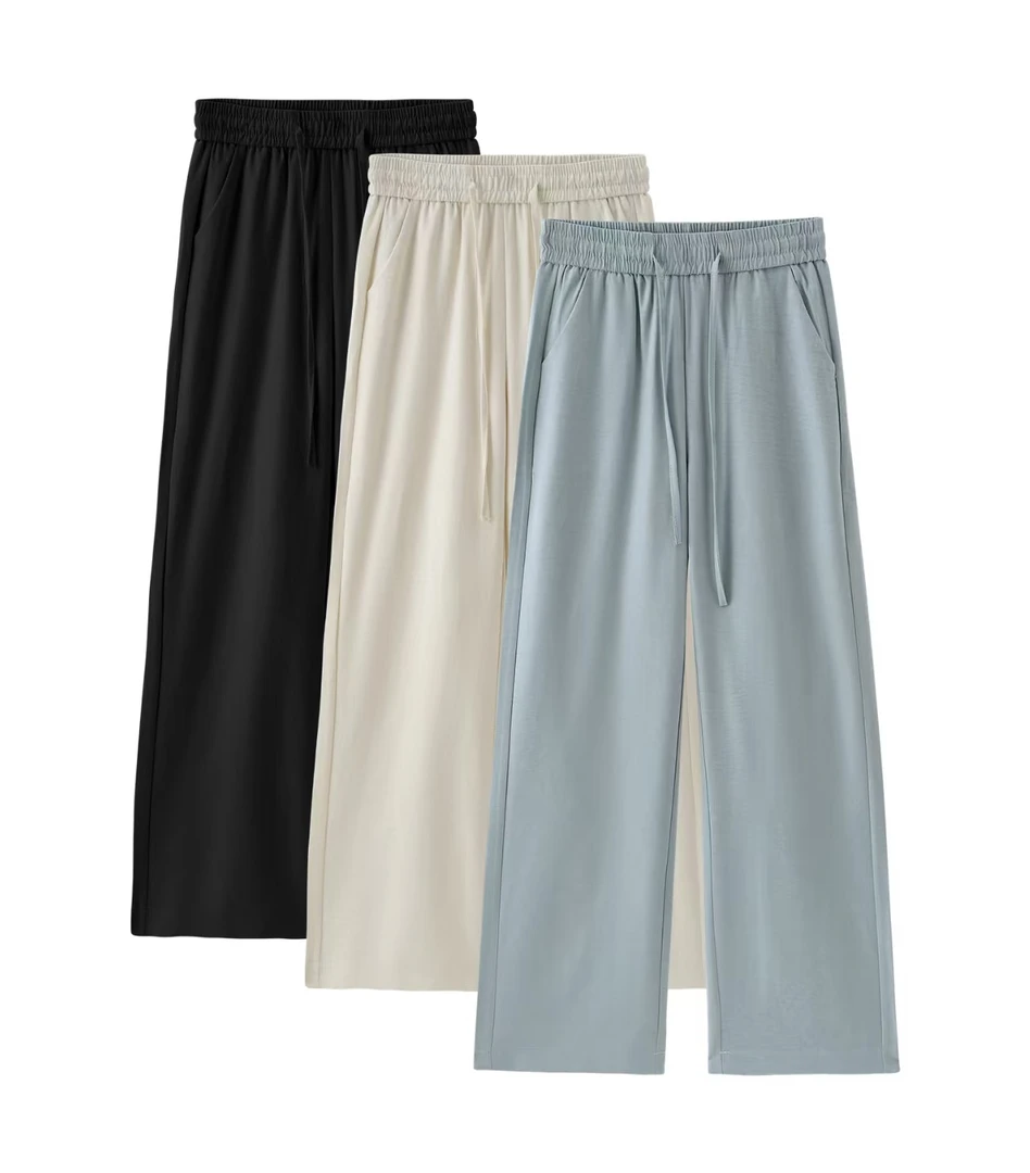 巨好穿！夏季必备！垂坠感奶芙肌理阔腿裤！58037