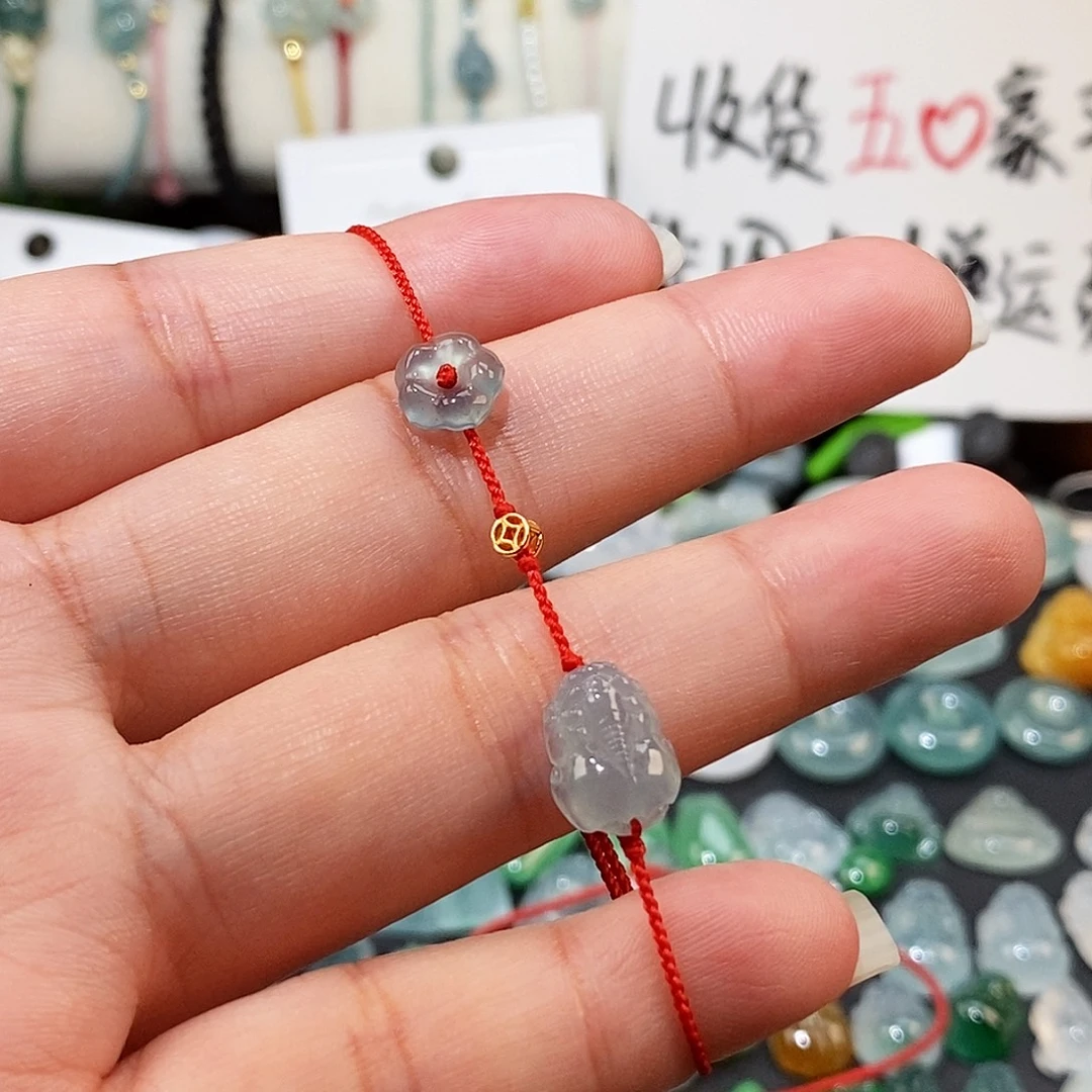 翡翠未镶嵌颈饰貔貅小花手绳15