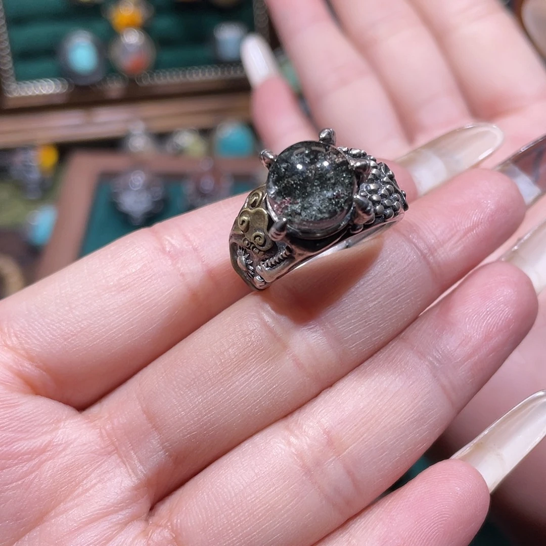 战***士烟晶戒指银S925镶嵌戒指